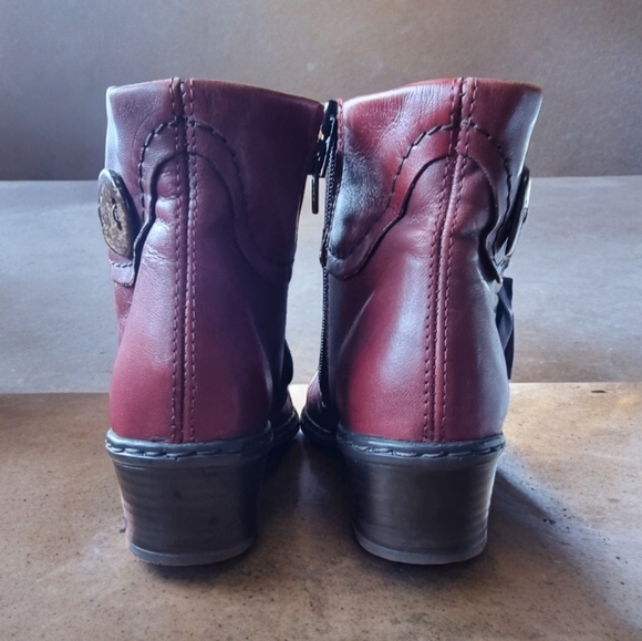 Rieker Kendra Ruched Slouch Burgundy Leather Ankle Boots ๐ข๐ - Picture 4 of 9